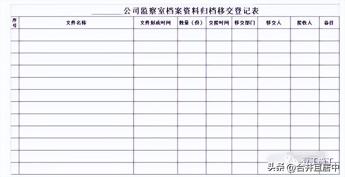 工程部档案管理,工程资料移交台账