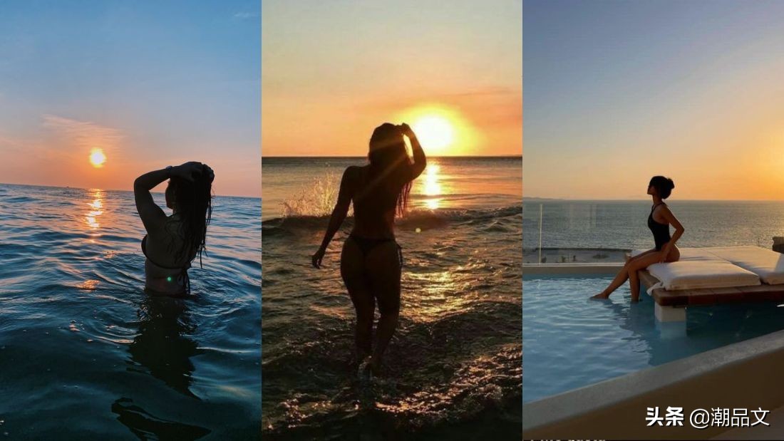 海边泳装拍照技术,海边沙滩穿裙子拍照姿势