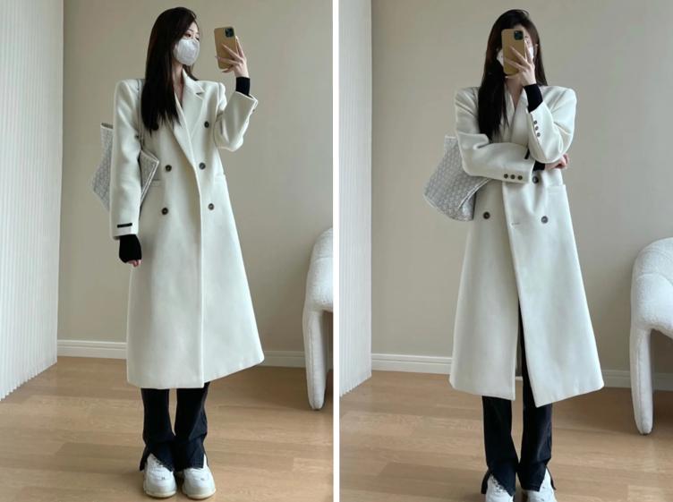 黑色呢子中短款大衣搭配出高级感,长款呢子大衣怎么搭配好看又保暖