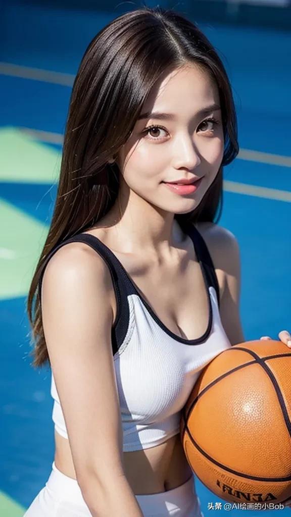 手中拿着篮球ai绘画,打篮球的男生和女生绘画教程