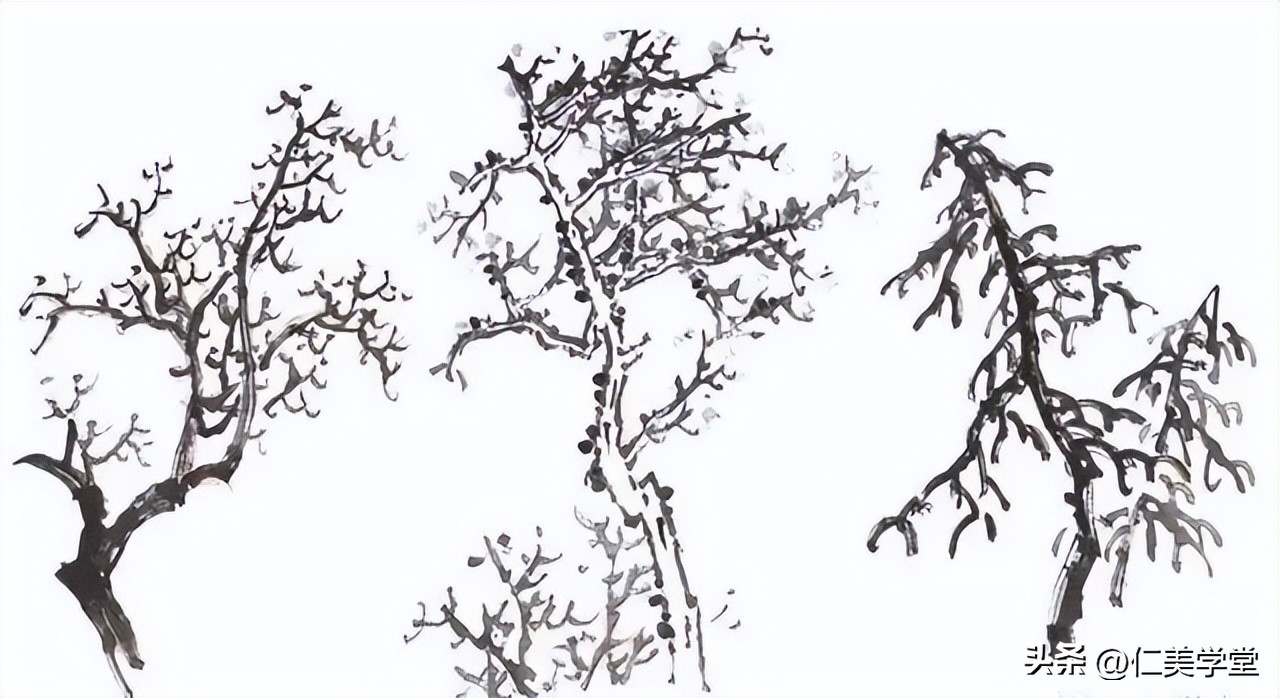 冬日雪景画法,冬季雪景松树的画法