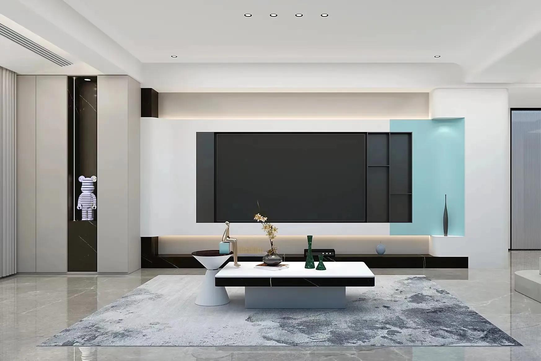 美式电视背景墙石膏线造型尺寸,岩板电视背景墙一般设计尺寸比例