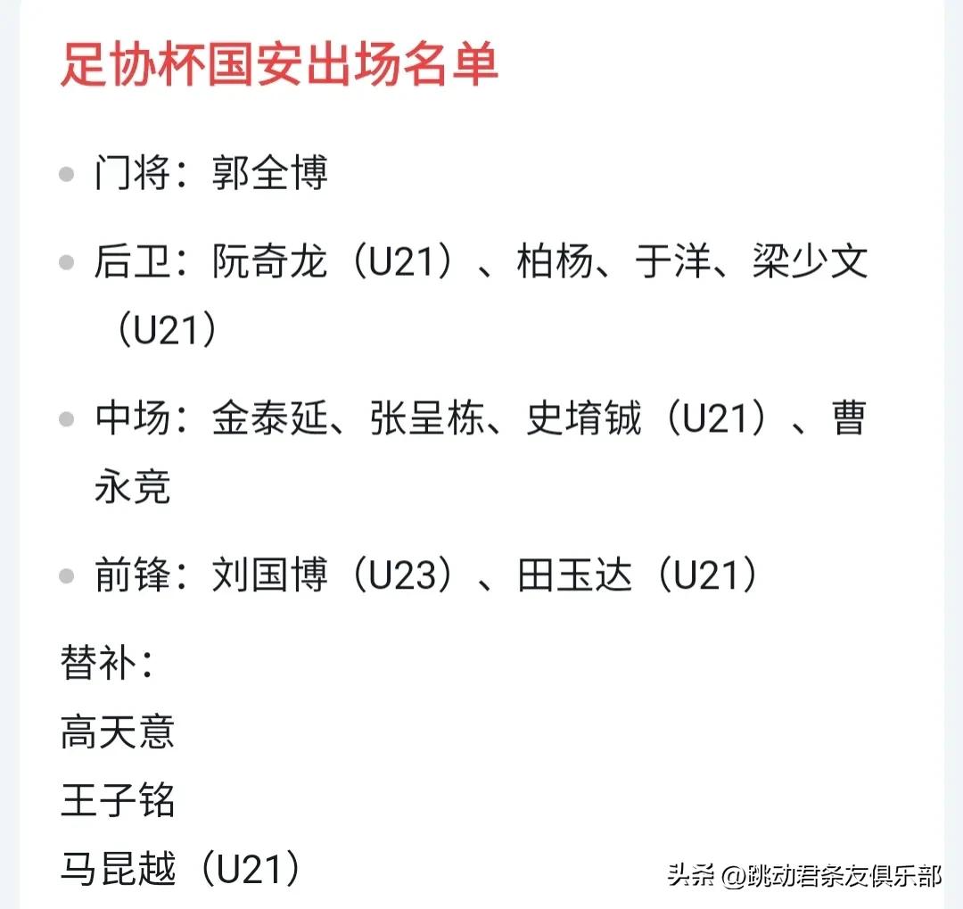 甘肃泾川文汇教练,国安队与泾川文汇队阵容