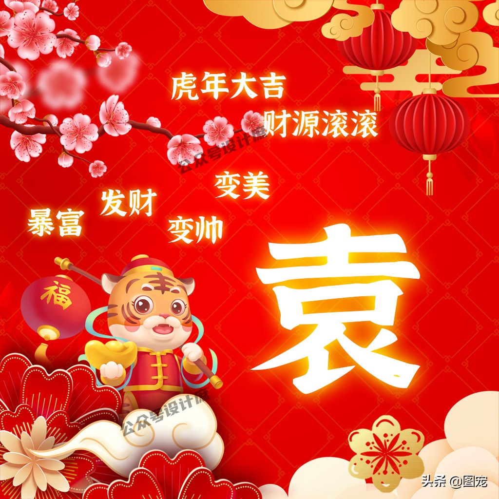 2023姓氏头像最新款虎年大吉,2022虎年姓氏头像好运霸气