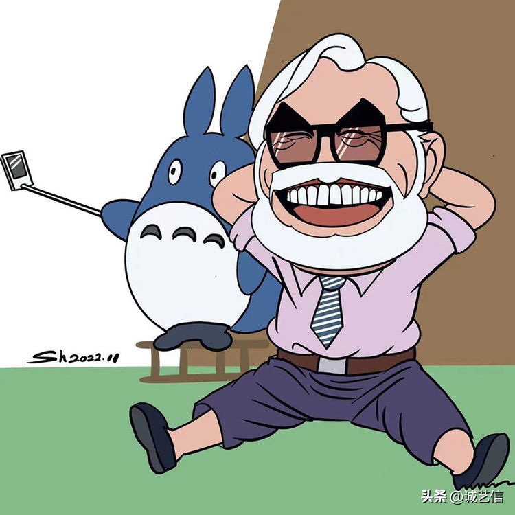 动画大师宫崎骏肖像漫画