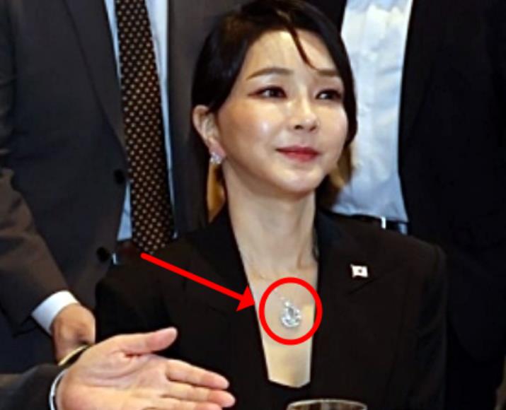 韩国第一夫人穿蓝西服,韩国第一夫人红宝石项链