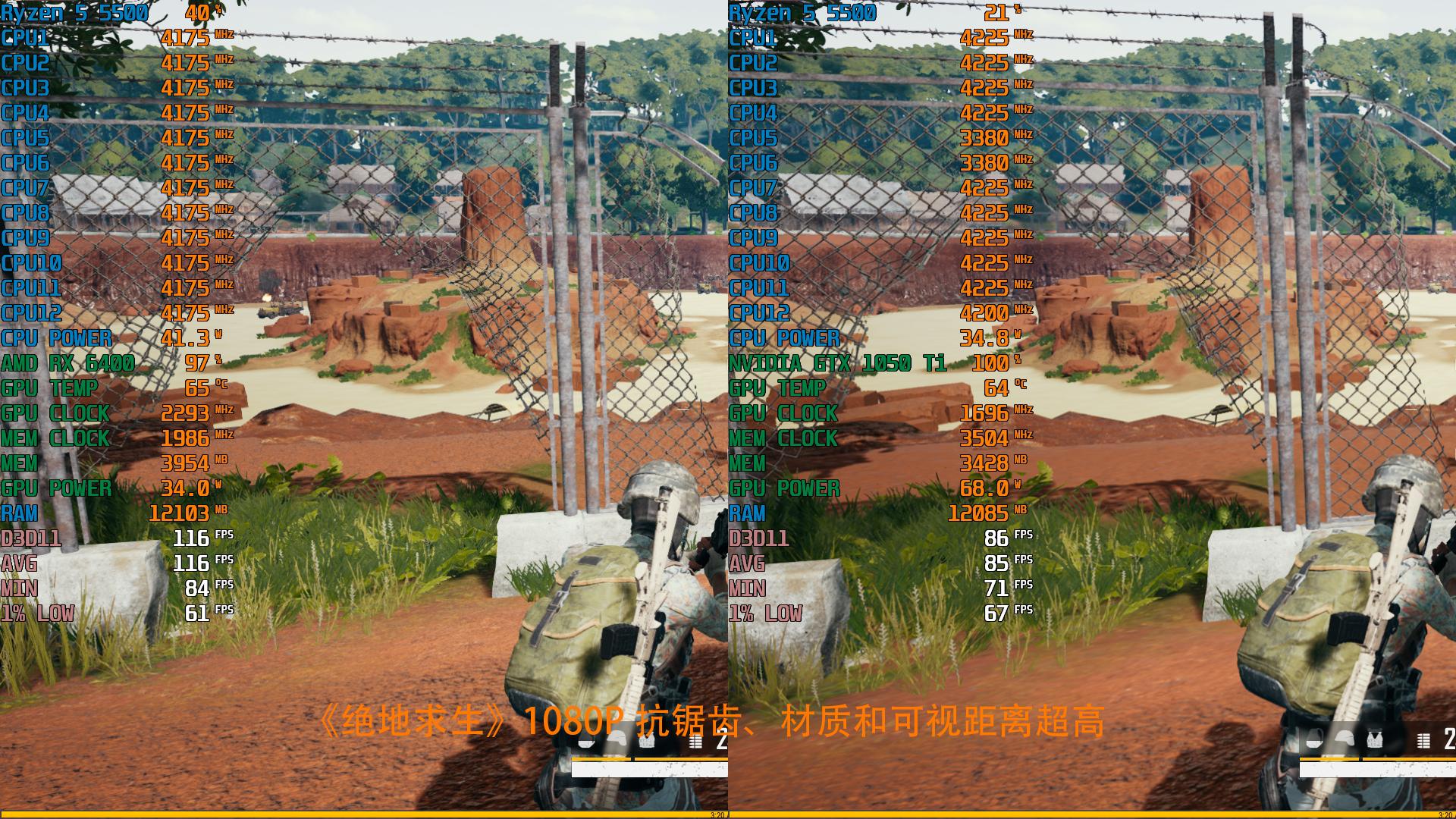 全新千元亮机卡怎么选，RX6400对比GTX1050Ti实测告诉你