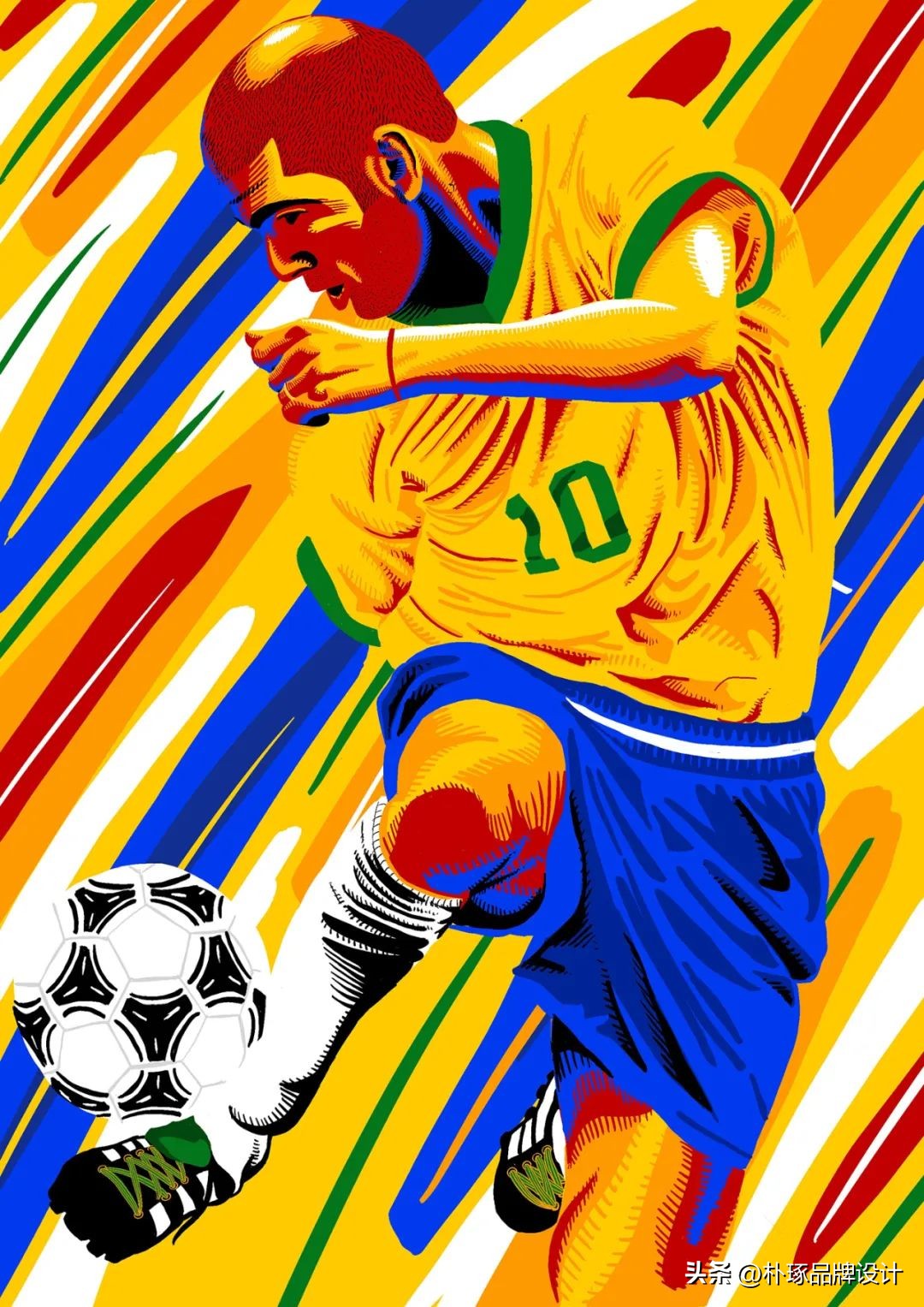 足球插画人物图片,足球运动员海报手绘简单一点