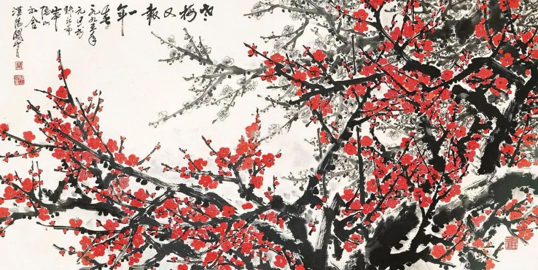 雪梅的画面怎么画,写意雪梅画法教程