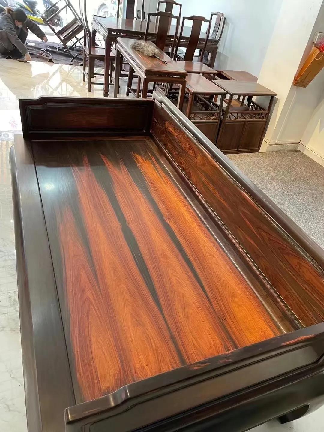 大红酸枝罗汉床两件套价格,交趾黄檀红木罗汉床报价