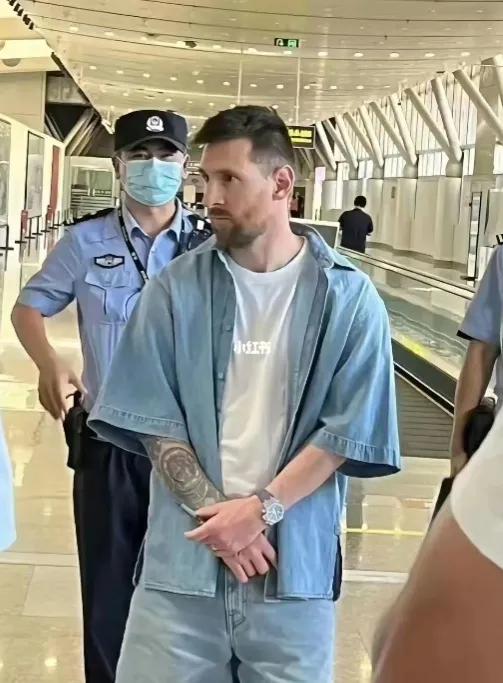 梅西刚下飞机就被球迷围住合影,梅西下飞机场面