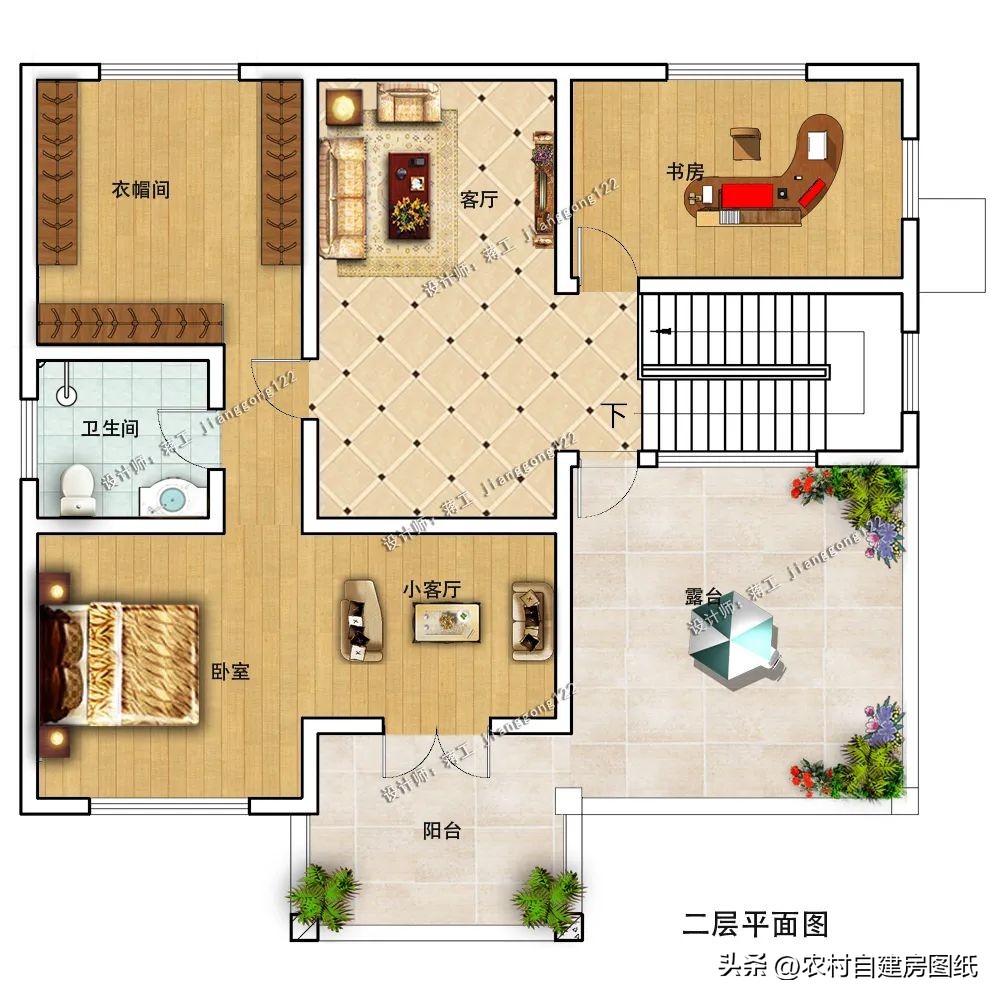 北方农村一层五间平屋顶,农村自建二层半别墅屋顶设计