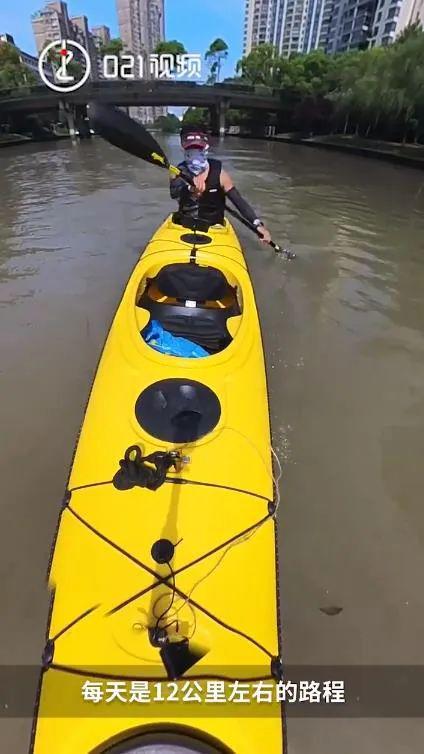 杭州男子划船5小时,上海一男子每天划船