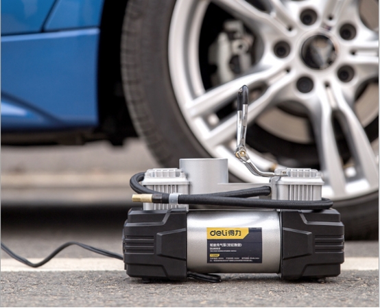得力充气泵两用,得力双缸充气泵设置胎压