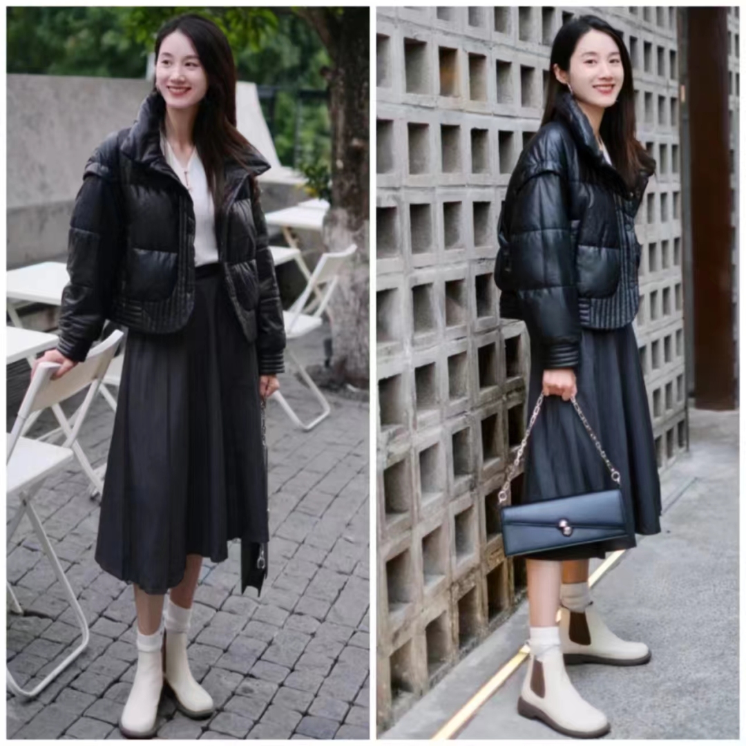 流行的靴子搭配什么衣服图片,中长靴子穿衣搭配图片2020秋冬