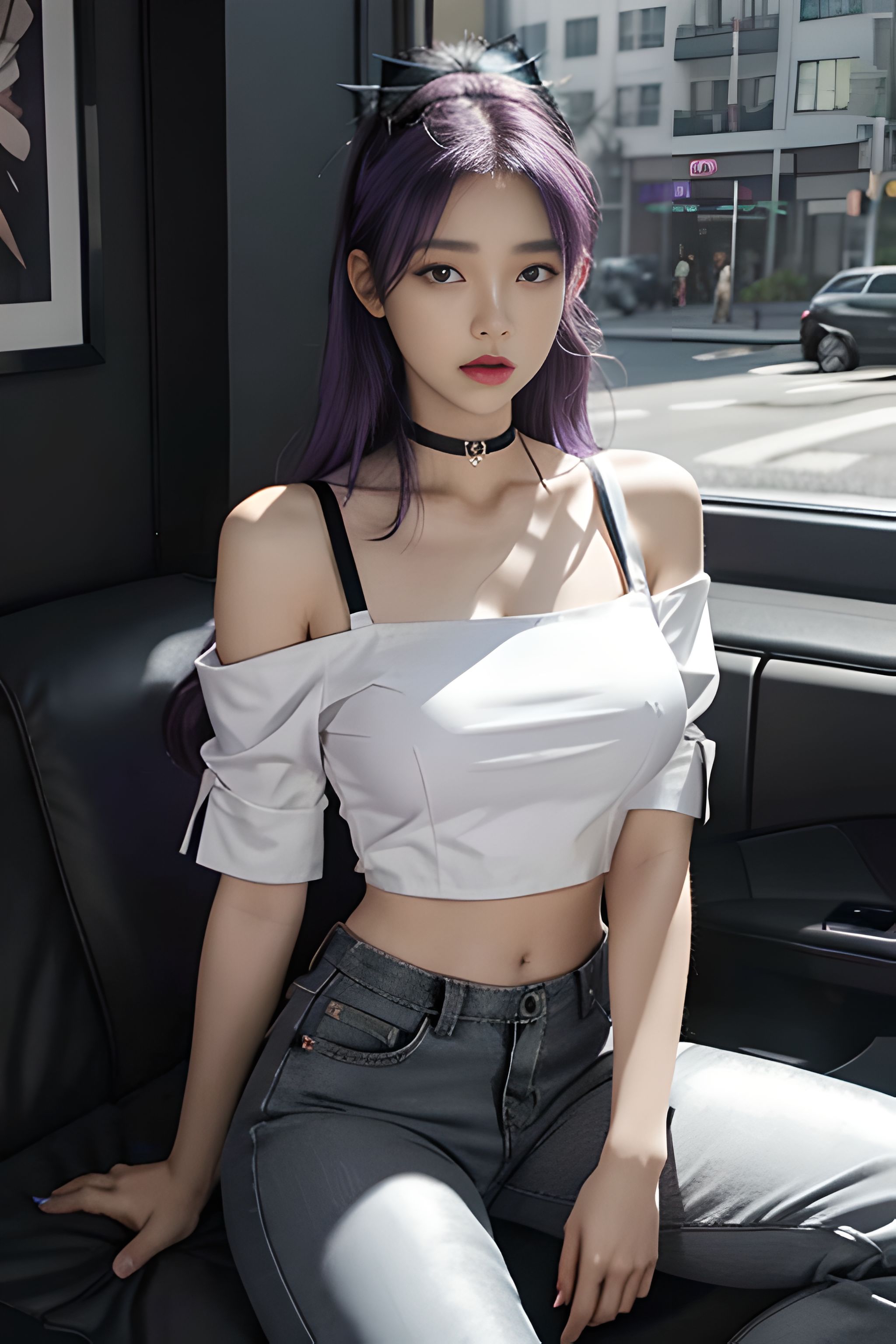 吊带上衣和紧身裤子拉丁舞服,黑色吊带背心蓝色紧身裤