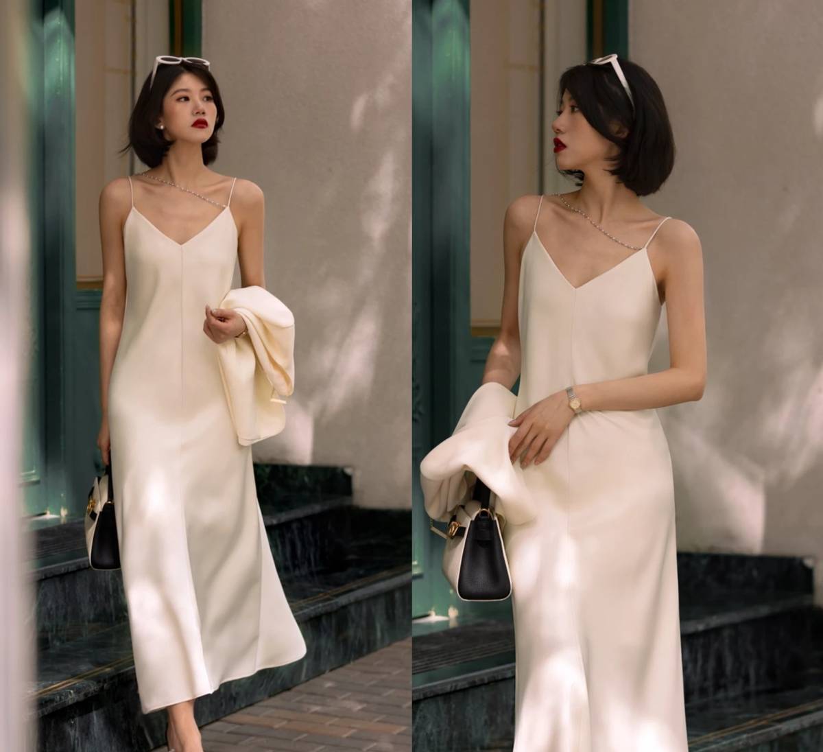 夏天就该穿吊带裙时髦高级又洋气,吊带裙内搭短袖夏季推荐