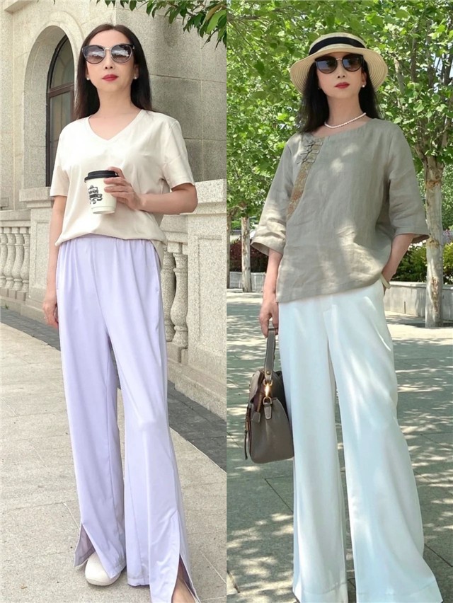 中年人阔腿短裤搭配什么上衣,中年女人穿上这条裤子好时髦