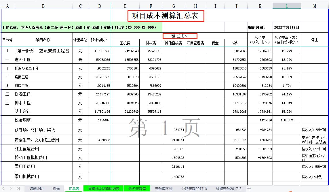 中铁工程计量与计价,中铁成本核算电子表格全套