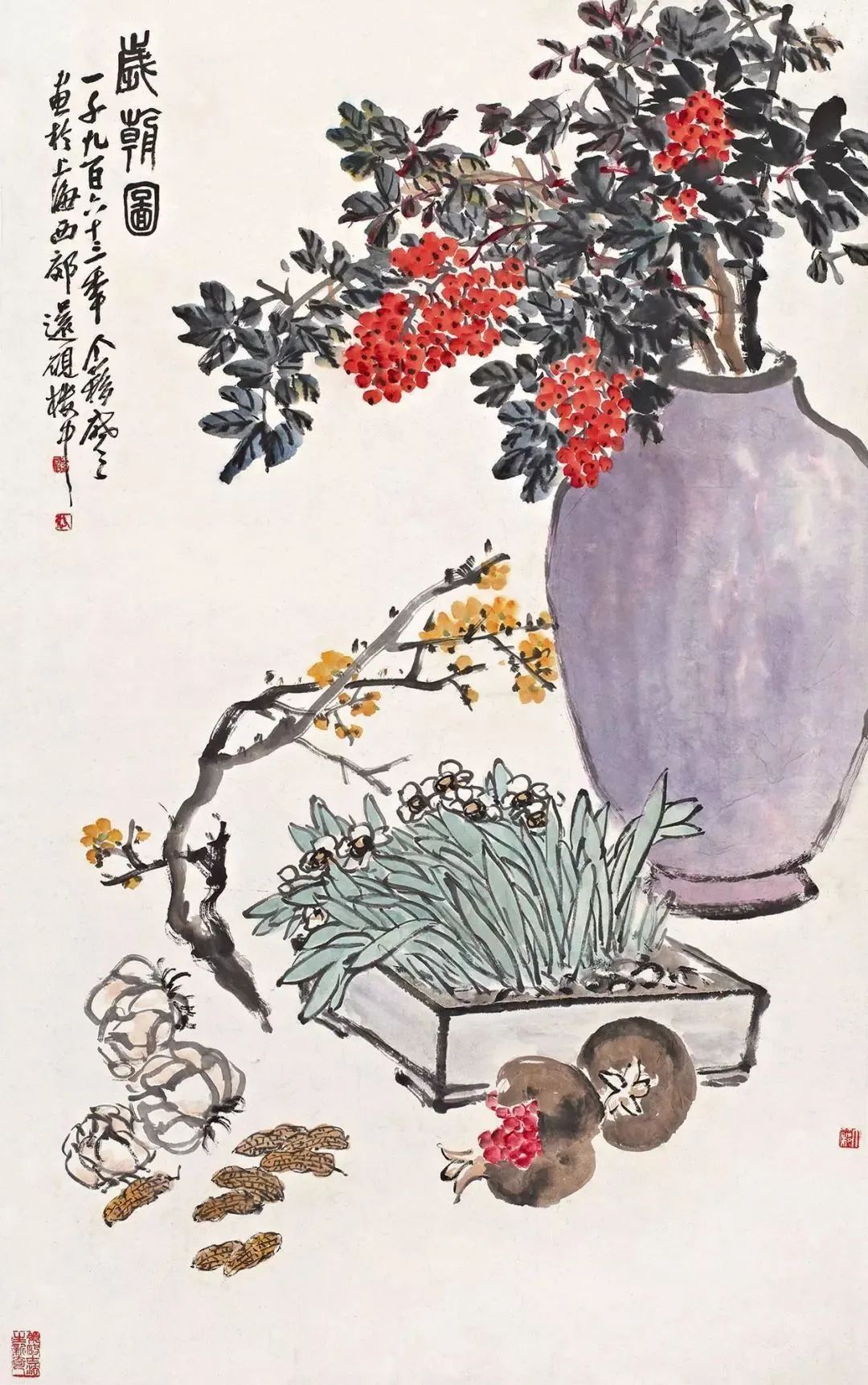 岁朝清供图都画的什么有什么寓意,中国文人画岁朝清供图