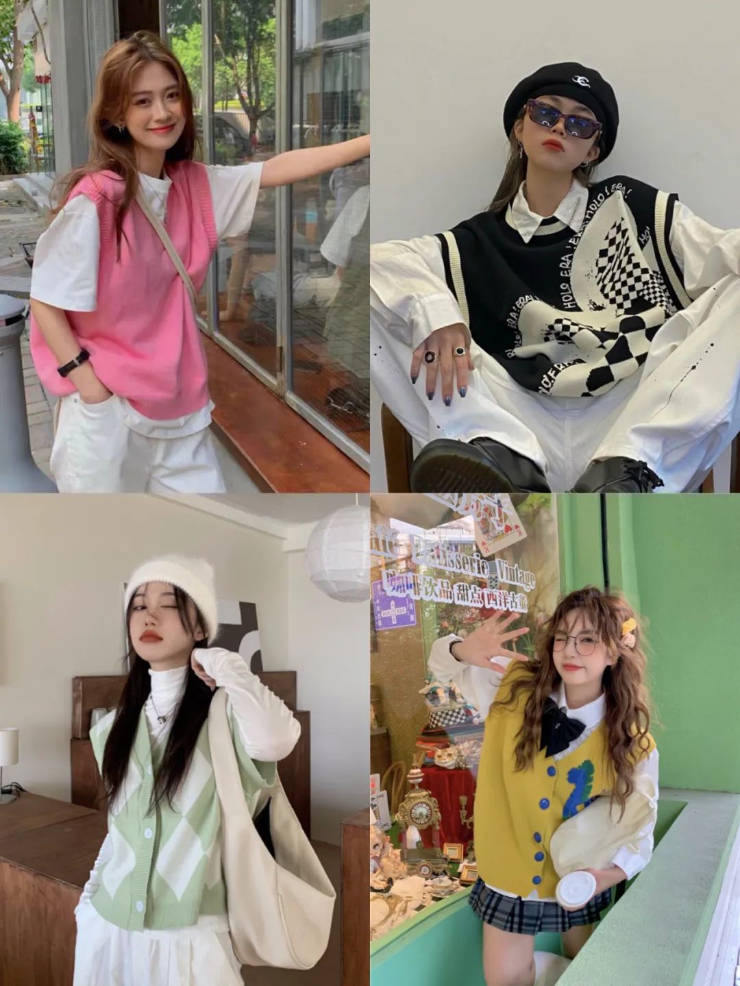 针织马甲棉麻衬衫,针织马甲衬衫下面怎么搭