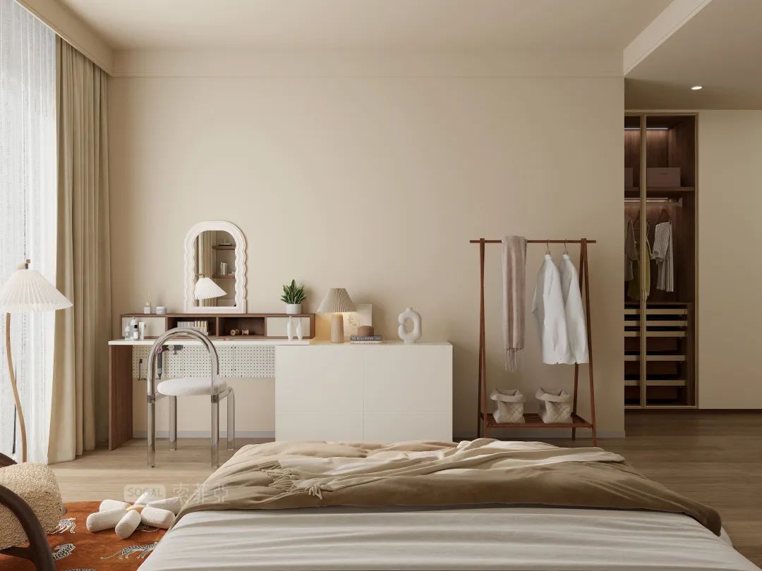 法式原木奶油风书房,奶油原木风格治愈系100平