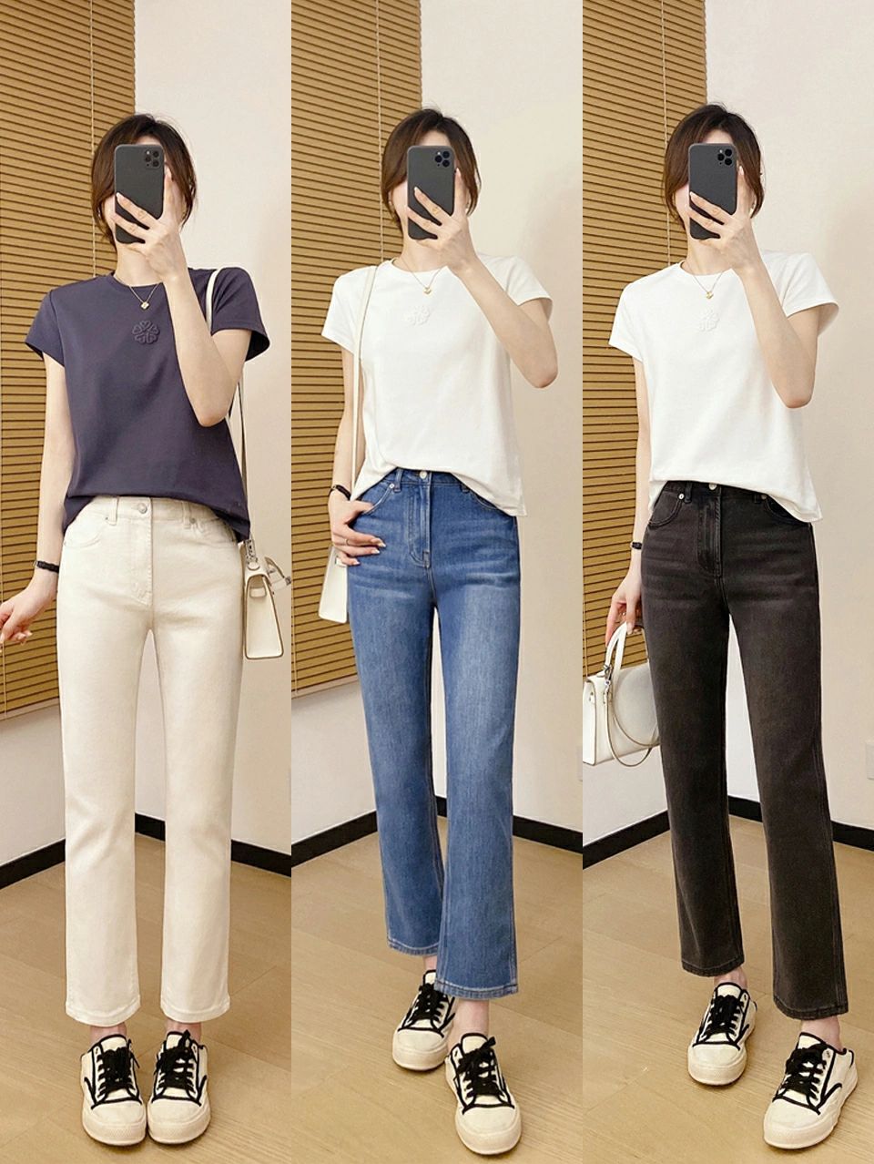 牛仔裤t恤简约穿搭,t恤牛仔裤穿搭