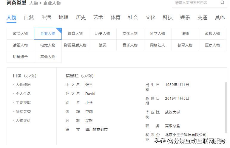 看了你就懂,人物百科可以创建哪些内容