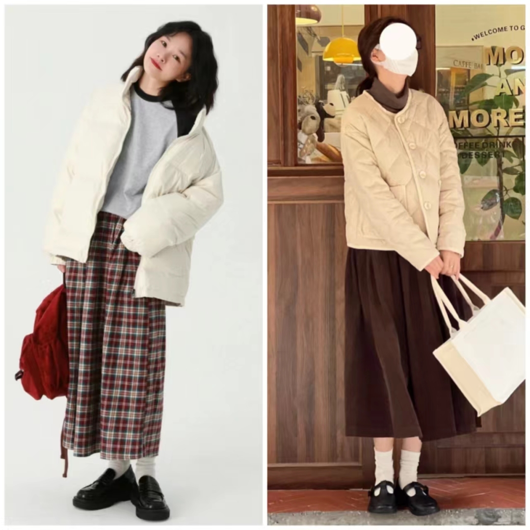 短款白色羽绒服的最佳搭配半身裙,羽绒服搭配哪些裙子才时髦