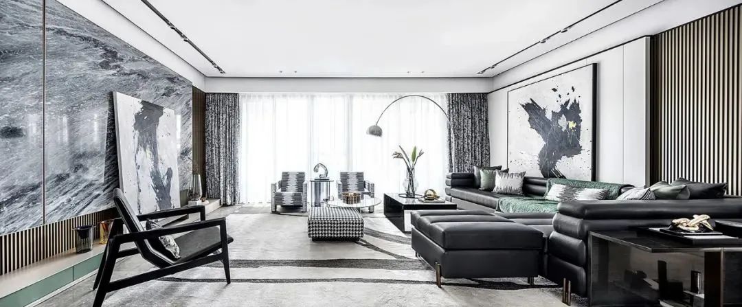 轻奢风电视背景墙大理石灰,新中式高级灰大理石电视背景墙