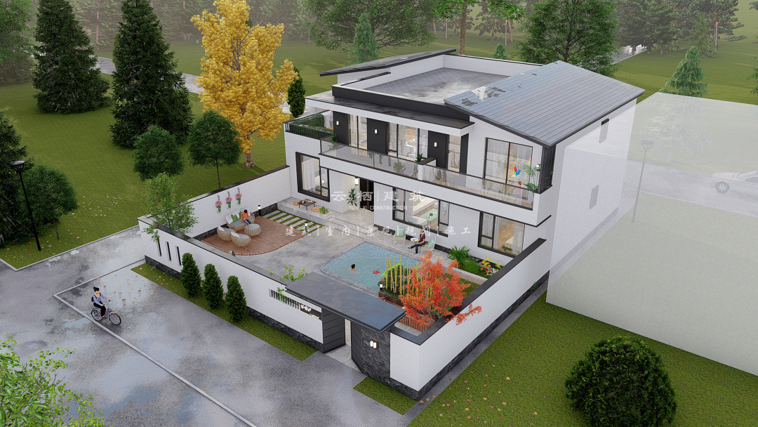 现代隐居别墅设计,别墅设计现代风四合院