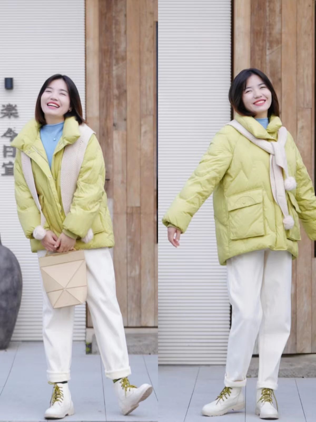 入冬了穿羽绒服,冬季高筒靴穿搭羽绒服