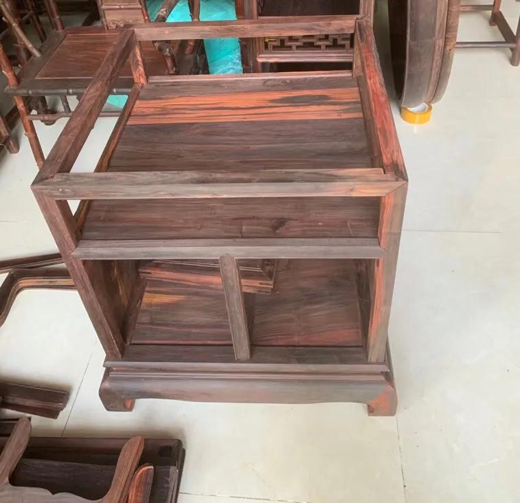 大红酸枝交趾黄檀圆桌图片,浦寨大红酸枝交趾黄檀明式餐桌