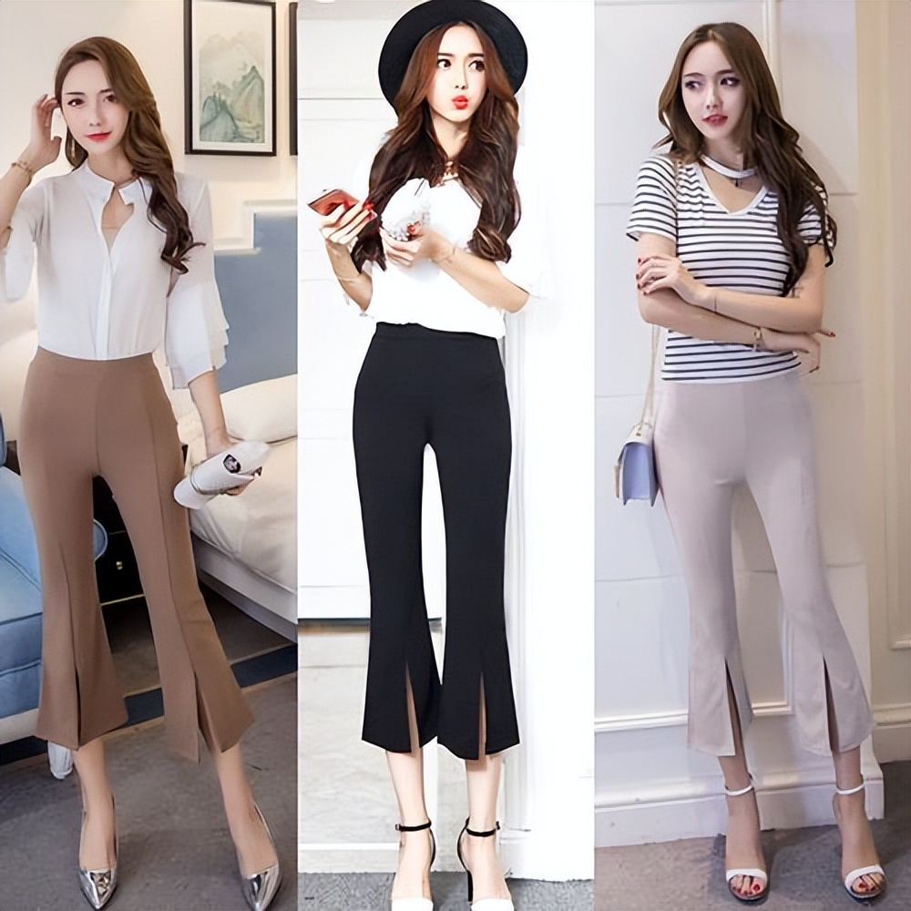 夏日裤装的搭配让你清凉又时尚,短款上衣搭配阔腿白裤子