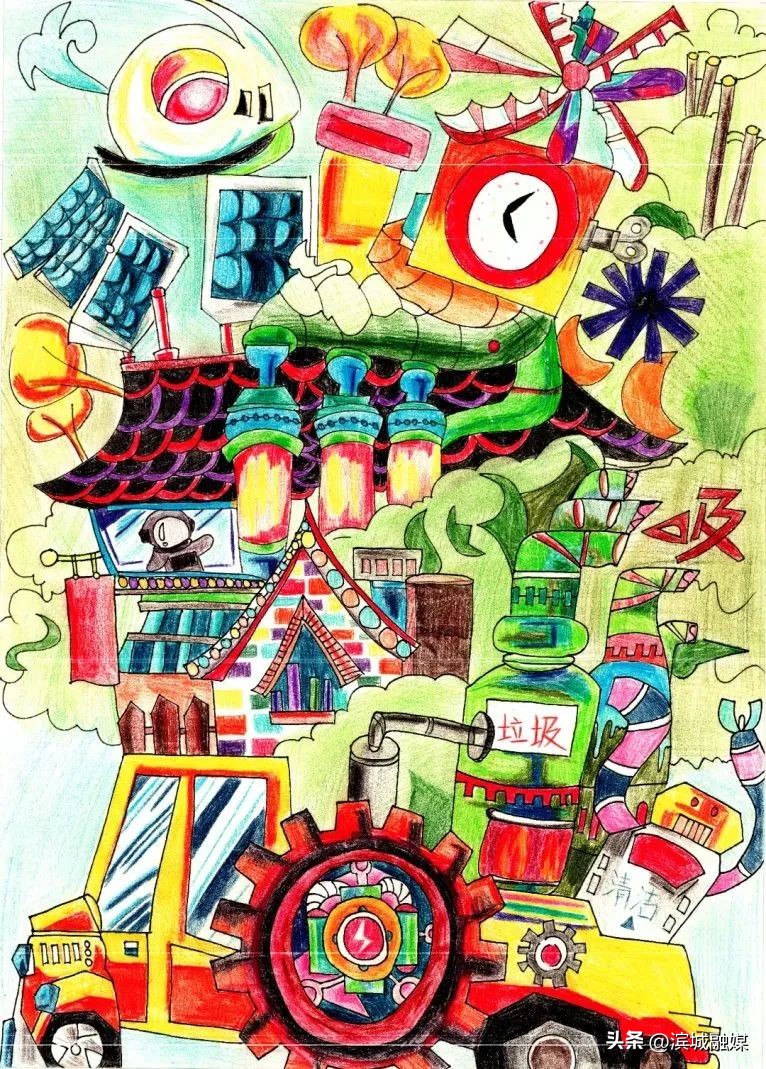 青少年科创大赛少儿绘画作品,少年科学幻想绘画大赛