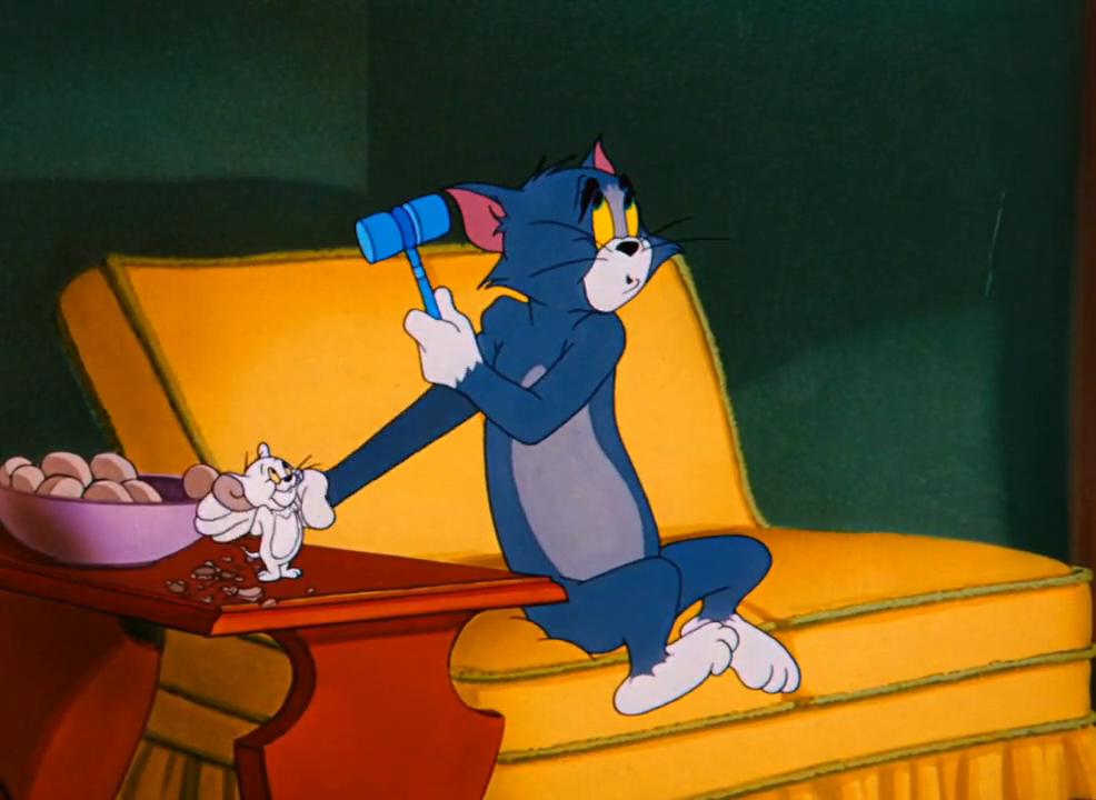 汤姆和杰瑞对视被吓到,杰瑞被吓得灵魂出窍