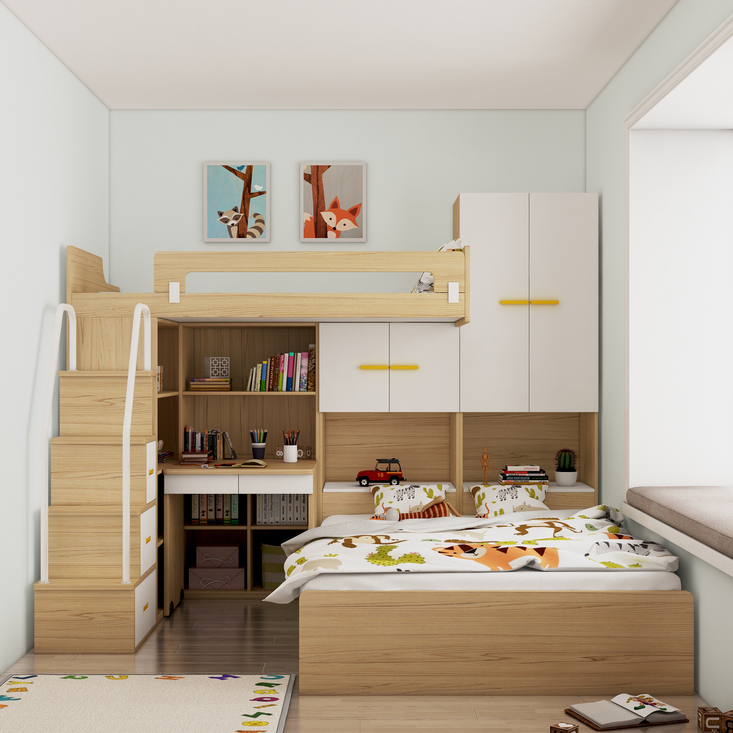 9平米的房间上下床设计带飘窗,9平方设计上下床多少钱