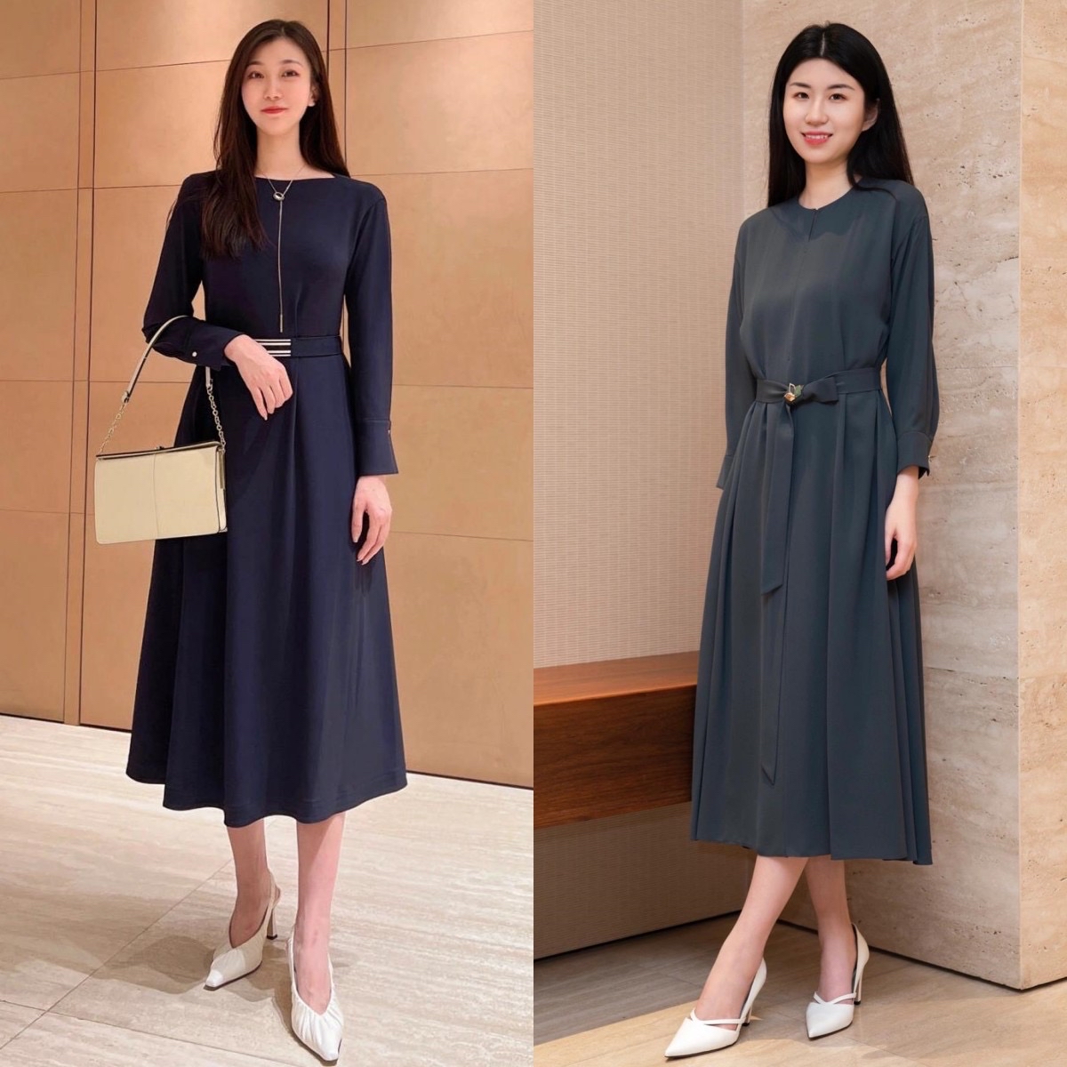 小香风连衣裙裙子可以配小白鞋吗,连衣裙下边穿牛仔裤