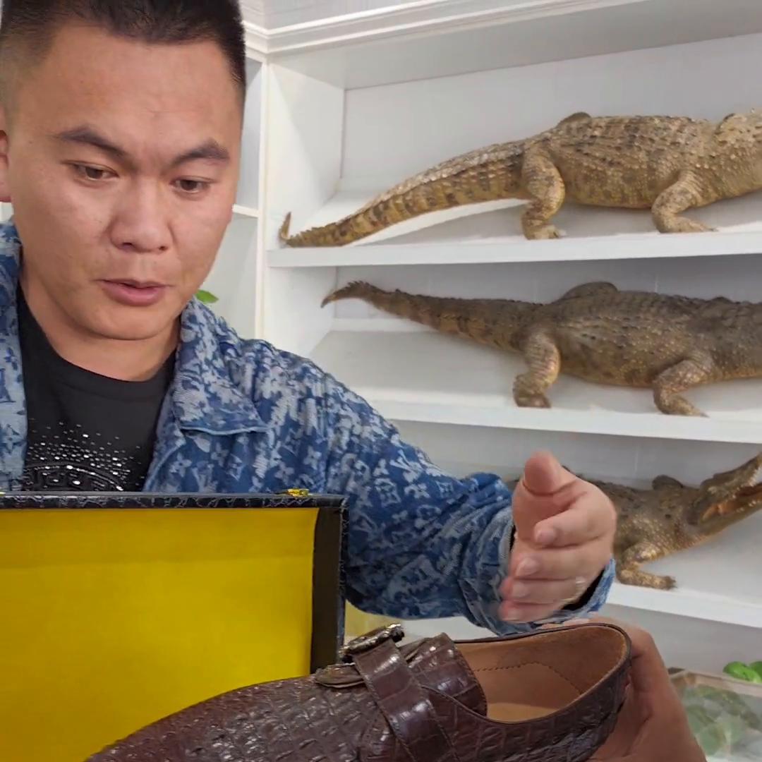 今天来照顾我们鳄鱼先生的生意！定制一双42号皮鞋，礼尚...