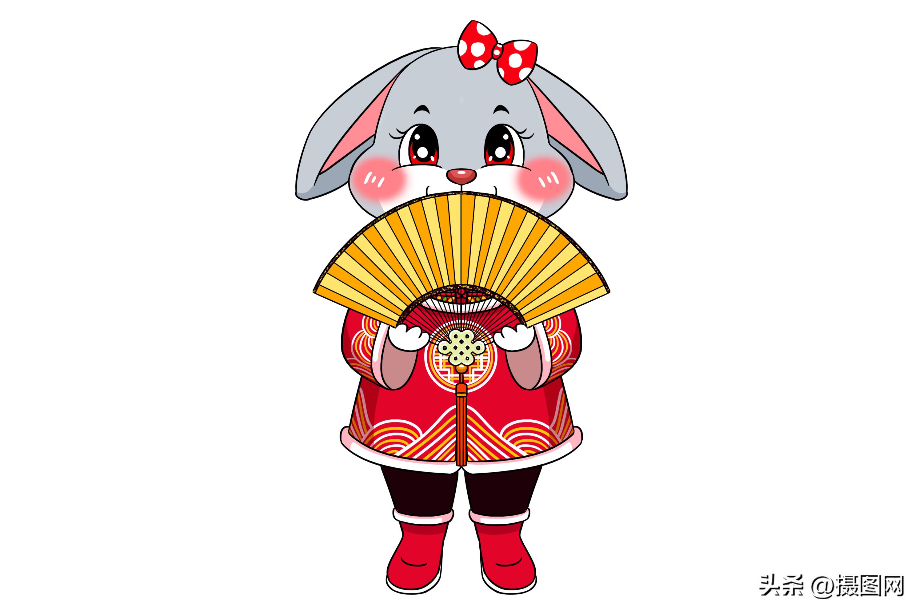 新年福兔简笔画漂亮,2023年福兔迎春简笔绘画