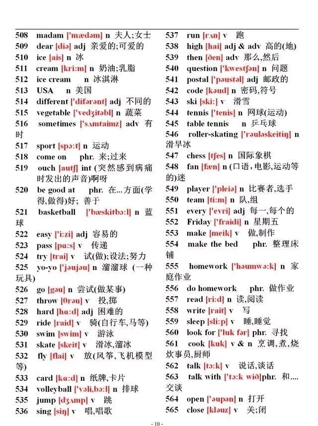 初中英语1600个单词速记表附音标,英语单词大全10000个带音标
