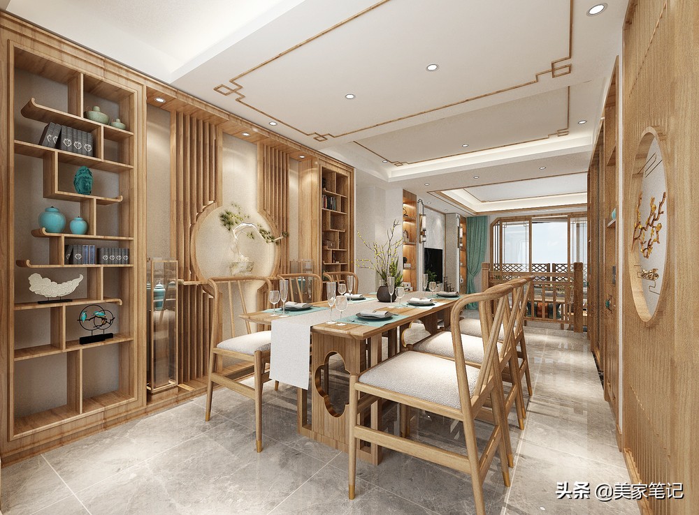 别墅新中式原木色禅意茶室背景,新中式原木色禅意风格装修效果图