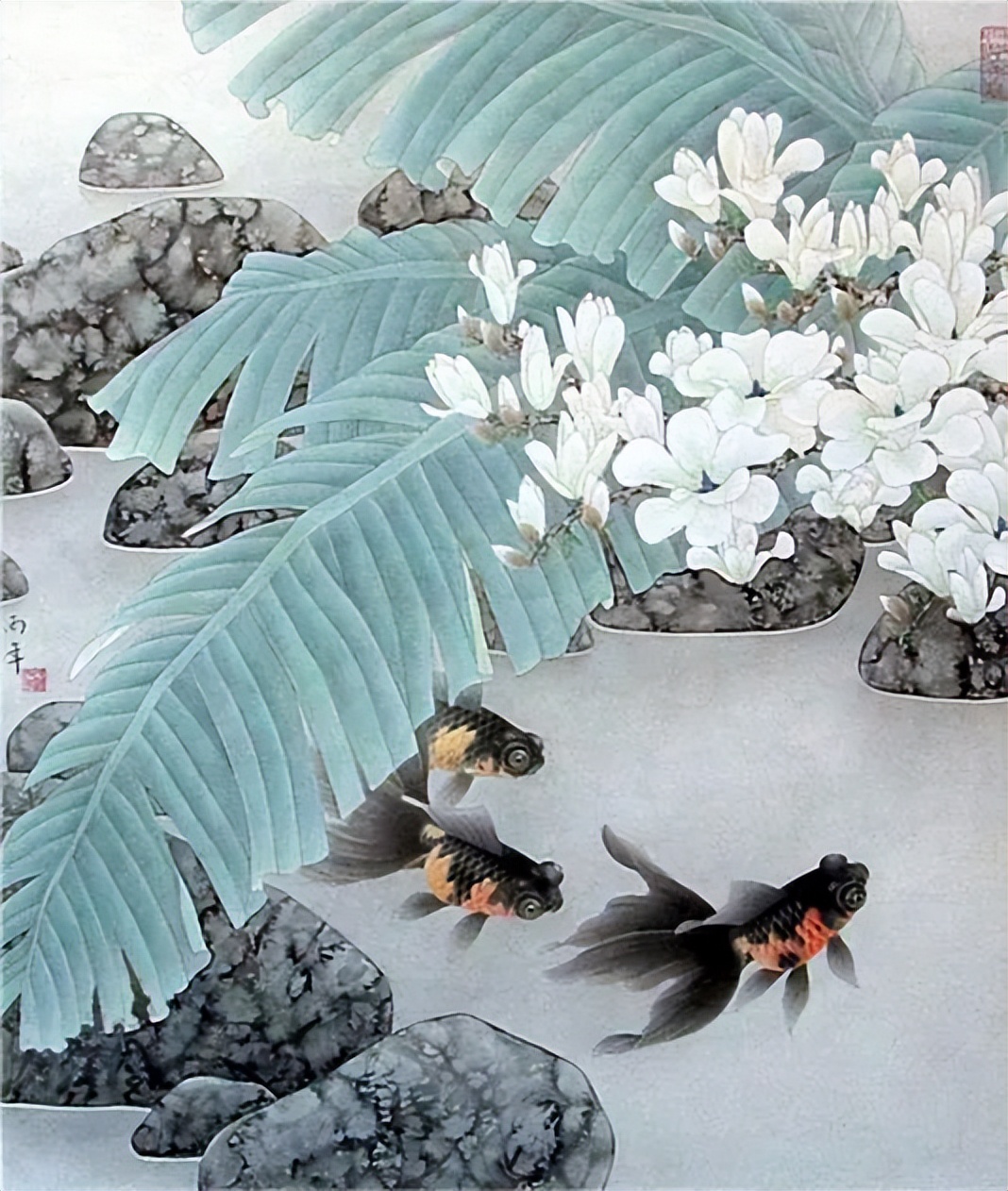 工笔画金鱼图片欣赏,金鱼工笔画精品欣赏