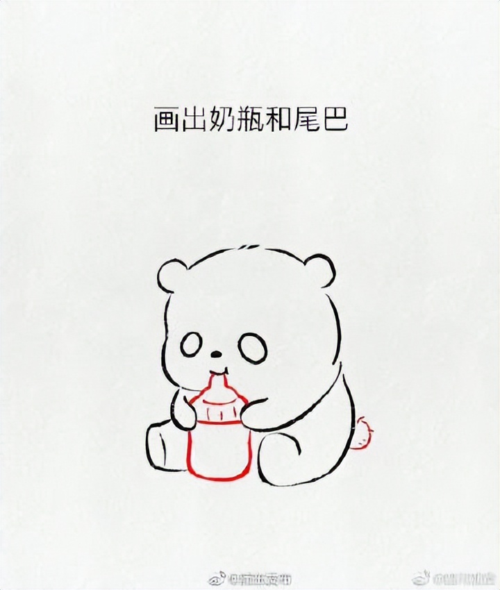 大熊猫简笔画简单又好看,大熊猫简笔画坐在石头上