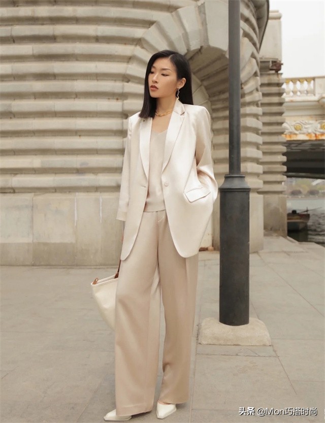 焦糖色阔腿裤港风穿搭,黄杏色裤子秋冬穿搭