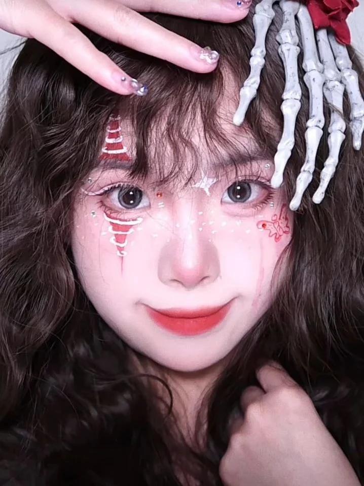 日常万圣节妆容粉色系,万圣妆简单好看