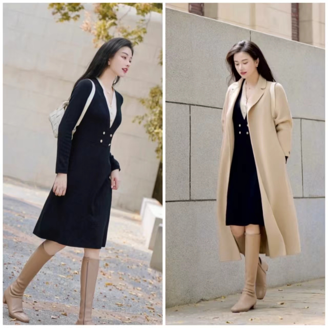 大衣搭长靴知性十足,大衣配阔腿裤让你气场翻倍