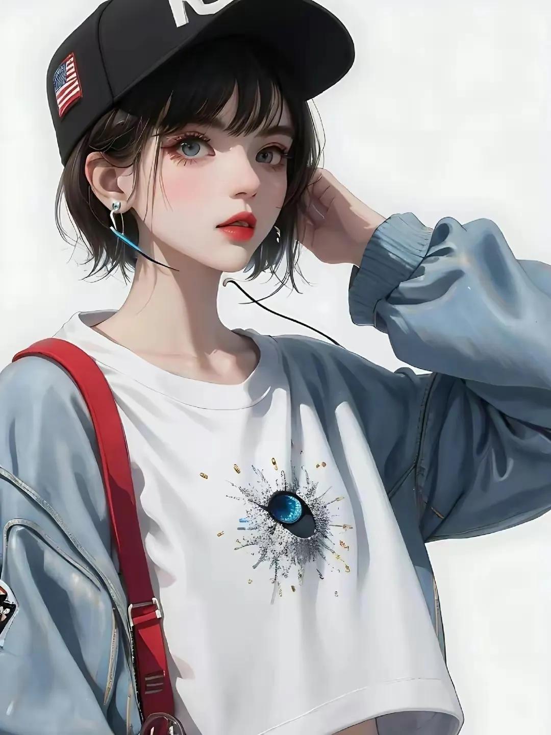 女生卡通头像简约气质短发,短发女人专用微信头像卡通