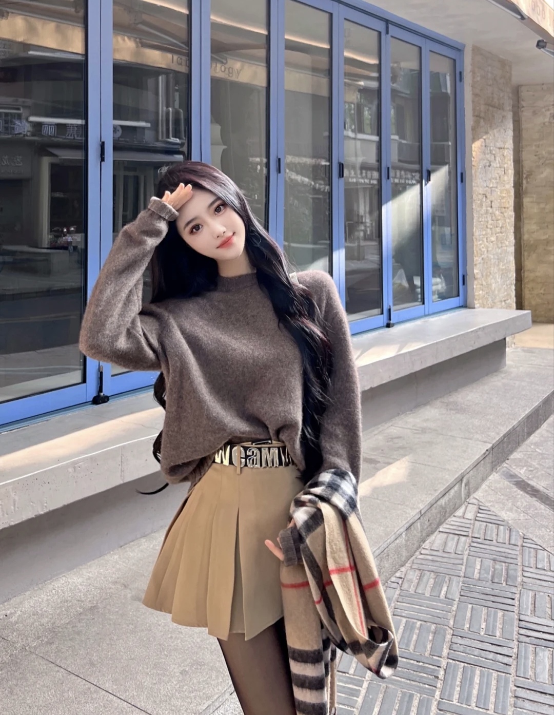 毛衣半身裙穿搭冬季图片,毛衣半身裙穿搭秋冬中长款维语版