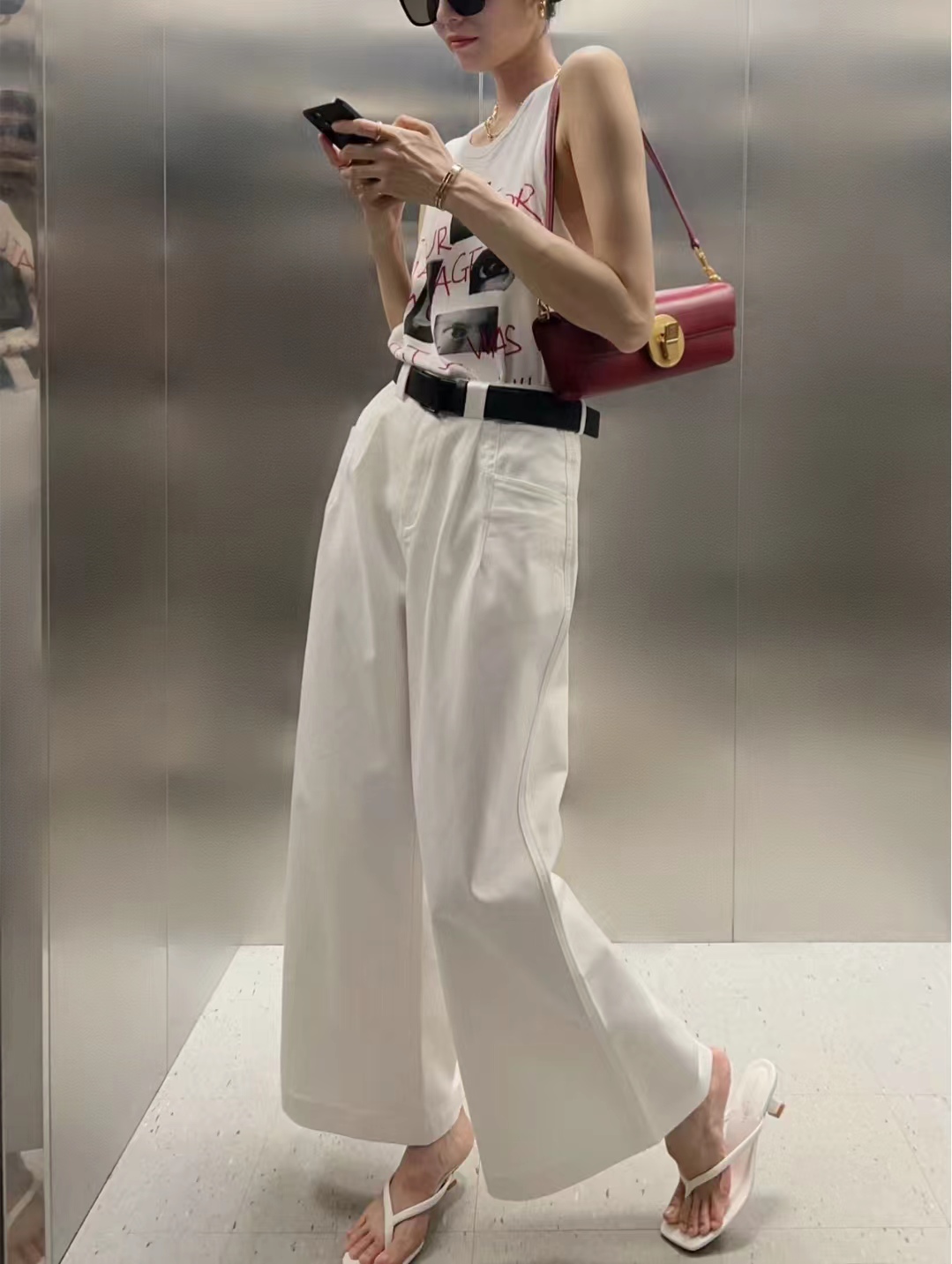 休闲梨形显瘦高腰牛仔阔腿裤,梨形高腰阔腿裤